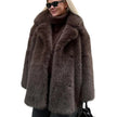 Notched Collar Mid-Length Fur Coat