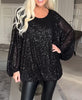 Round-neck Sequin Long-sleeve Loose Top