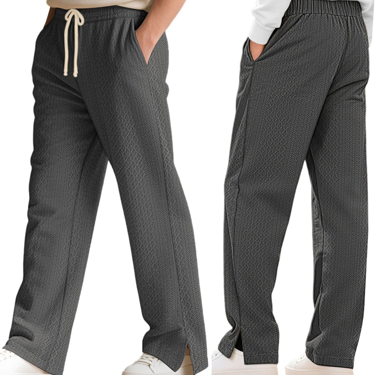 Loose Casual Jacquard Knit Straight-leg Pants