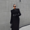 Temperament Shoulder-pad Long Wool Coat