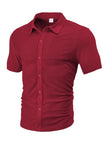 Loose Breathable Jacquard Short Sleeve Shirt