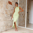 Ins Halter Split Long Dress Summer Slim Fit Backless Dresses Solid High-end Women's Clothing