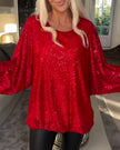 Round-neck Sequin Long-sleeve Loose Top