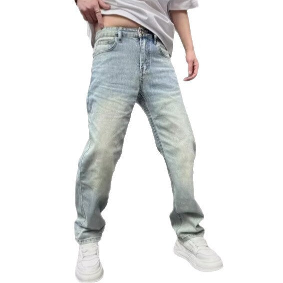 Light Blue Casual Stretch Stylish Versatile Straight Slim Trousers
