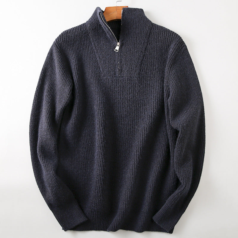 Soft Fabric Half-zip Solid Knitwear