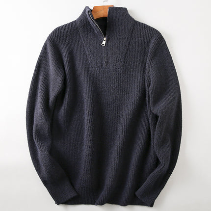 Soft Fabric Half-zip Solid Knitwear