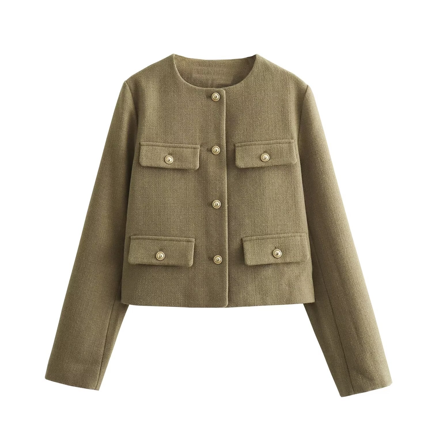 Round Neck Button Down Blazer