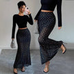 Sequin Double-layer Mesh High Waist Skirt