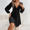 A Line Long Sleeve Velvet Party Dress