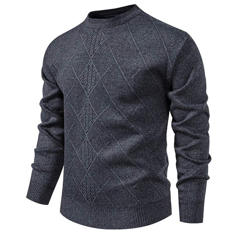 Fleece-lined Thick Round Neck Knitted Cardigan