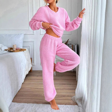 Warm Comfortable V-neck Loungewear Set