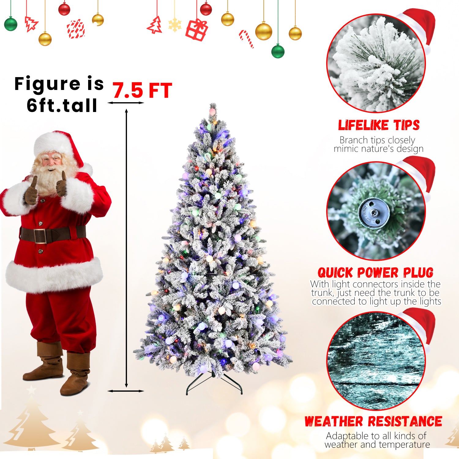 Pre-Lit Snow Flake Christmas Tree
