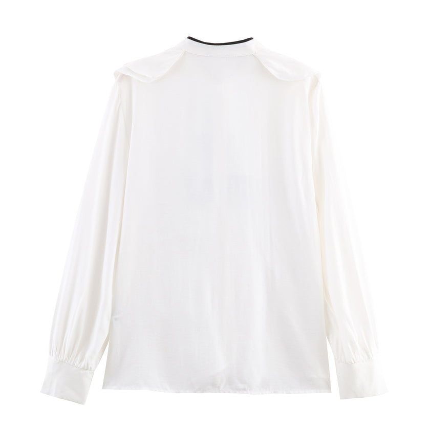 Women's Color-block Bow Layered Decorative Shirt