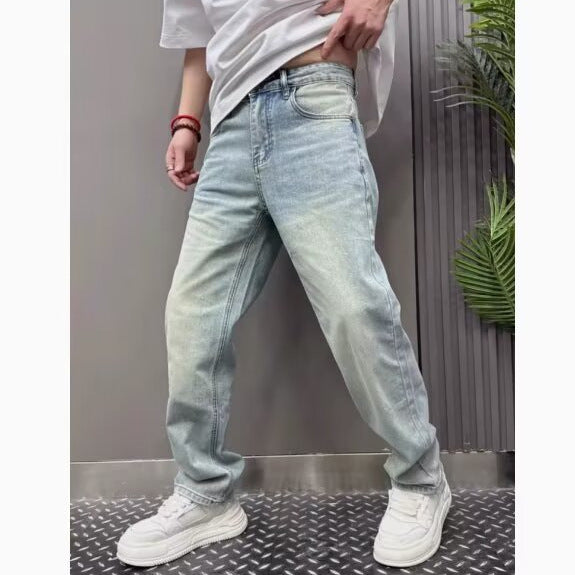 Light Blue Casual Stretch Stylish Versatile Straight Slim Trousers