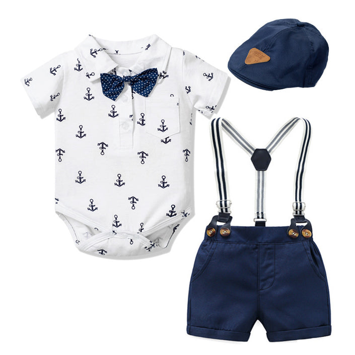 Baby Boy Printed Triangle Romper Set
