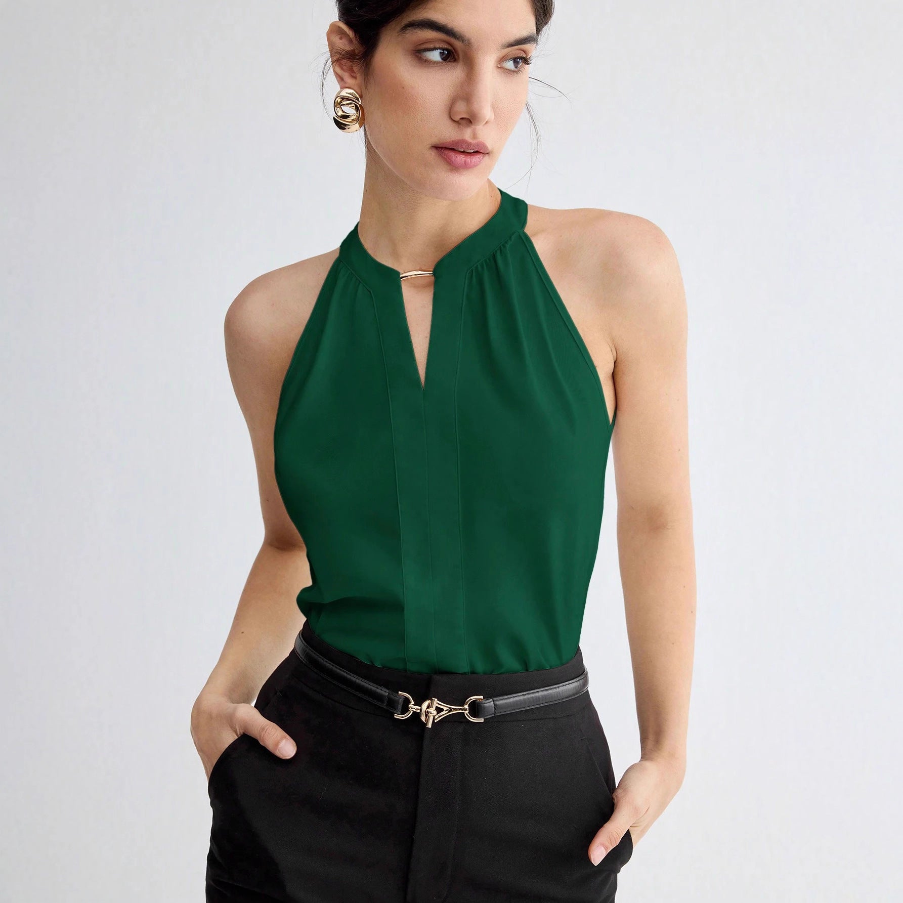 Sleeveless Halter Neck Top