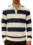 Men's stripped Contrasting Color Button Long Sleeve