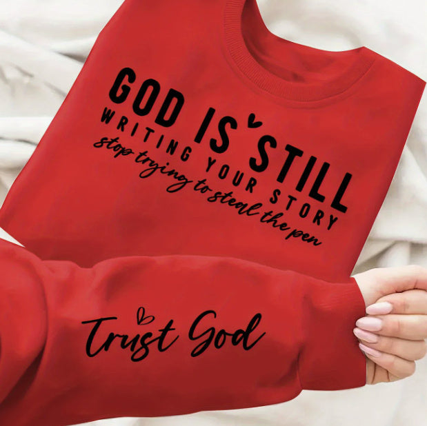 Vibrant Letter Print Crew Neck Sweatshirt Soft