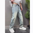 Light Blue Casual Stretch Stylish Versatile Straight Slim Trousers