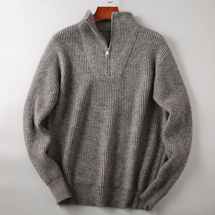 Soft Fabric Half-zip Solid Knitwear