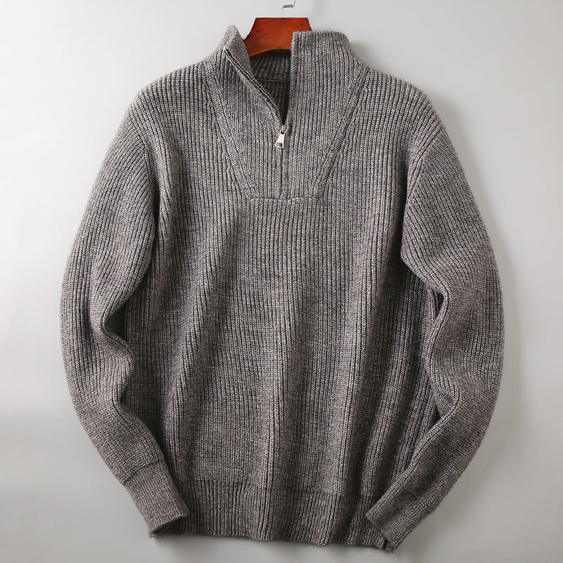 Soft Fabric Half-zip Solid Knitwear