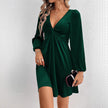 A Line Long Sleeve Velvet Party Dress