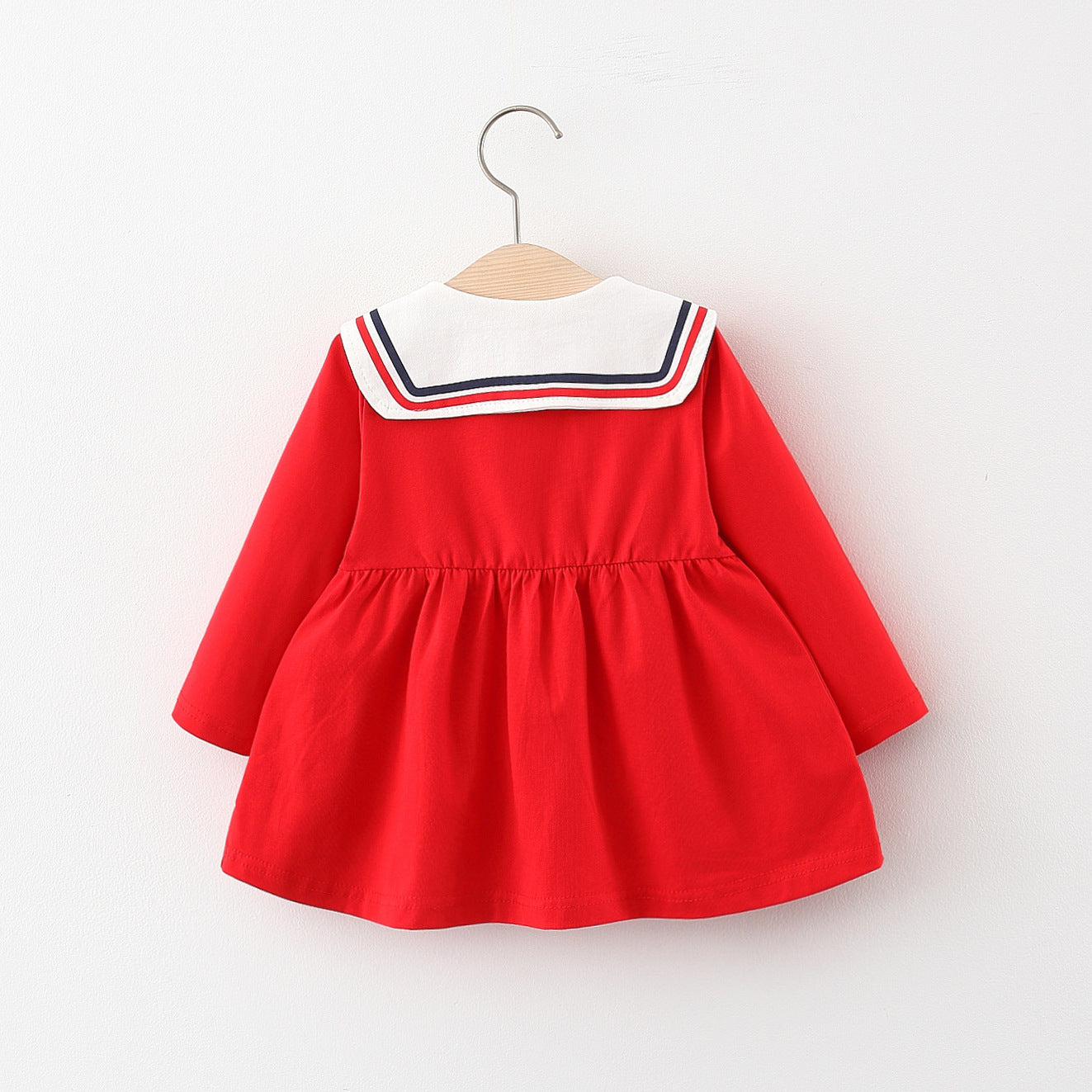 Baby collar Striped Long-sleeved dress