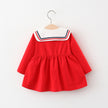 Baby collar Striped Long-sleeved dress