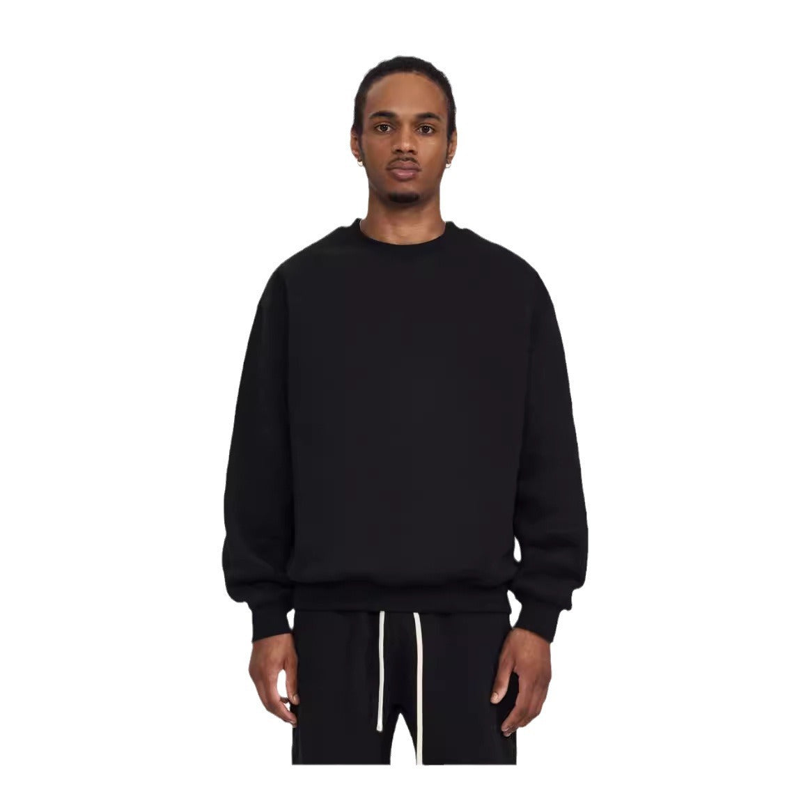 Men's Solid Color Fleece-lined Jumper