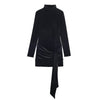 Velvet Short Fashion Belt Dress, Elegant Bodycon Mini Skirt For Women