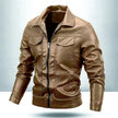Leather Turn-Down Collar Casual Long Sleeve Jacket
