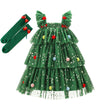 Girls' Christmas Tree Suspender Dress