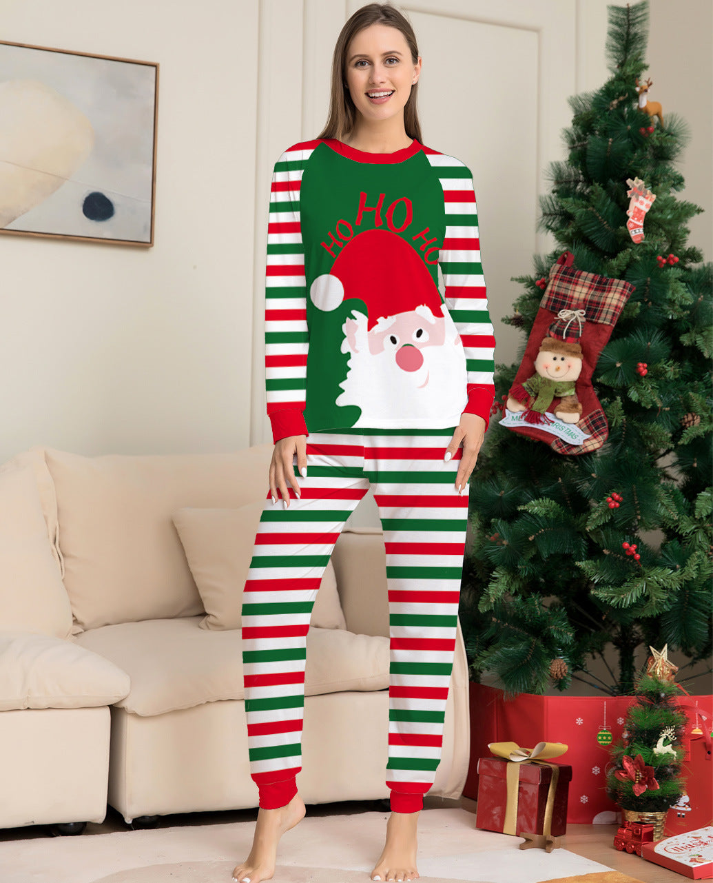 Family Christmas Jammies Long Sleeve Pajamas Matching Sets Red Stripe Xmas