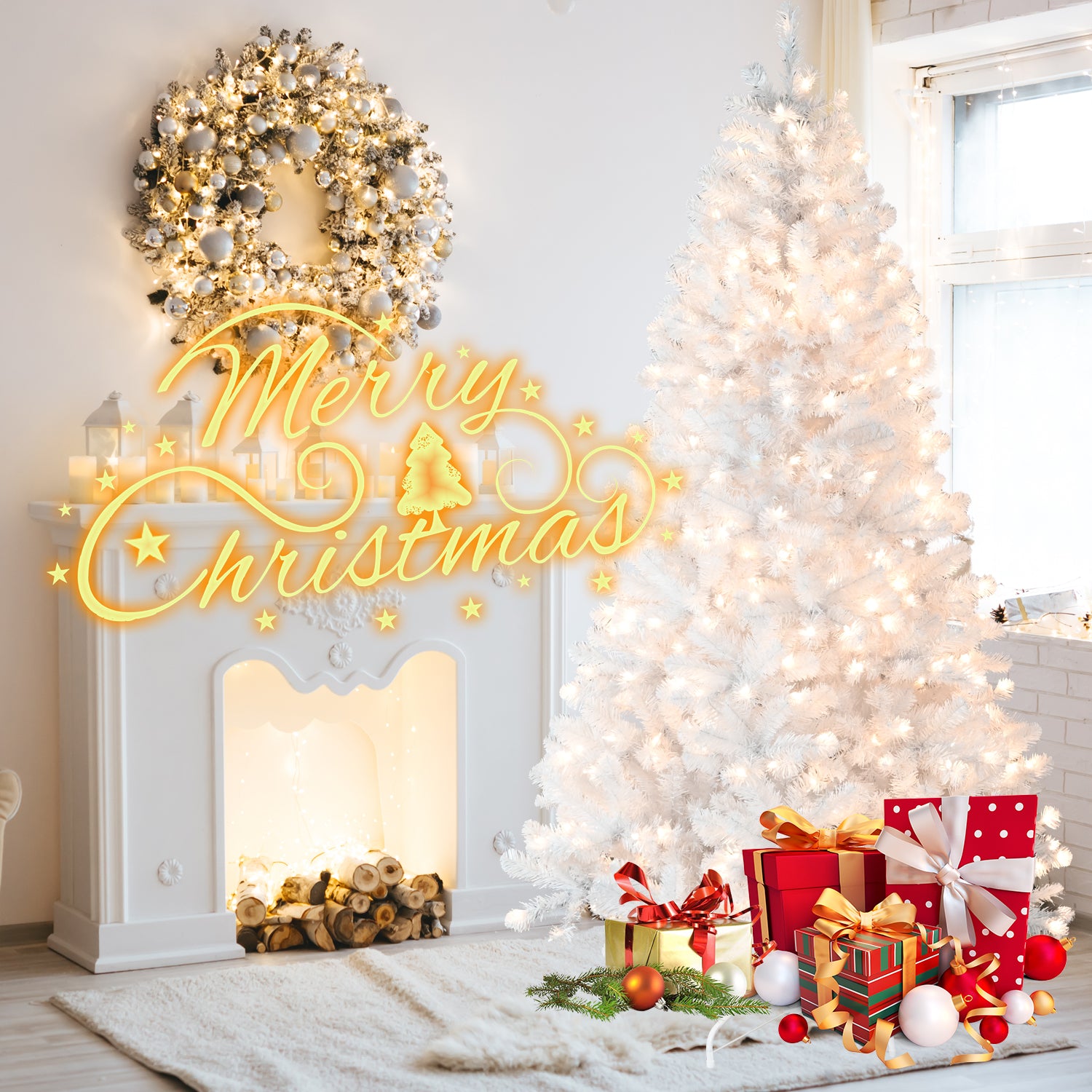 Pre-Lit Brilliant White Christmas Tree