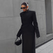 Temperament Shoulder-pad Long Wool Coat