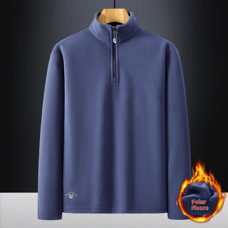Men's Fleece Stand Collar Solid Warm Jacket