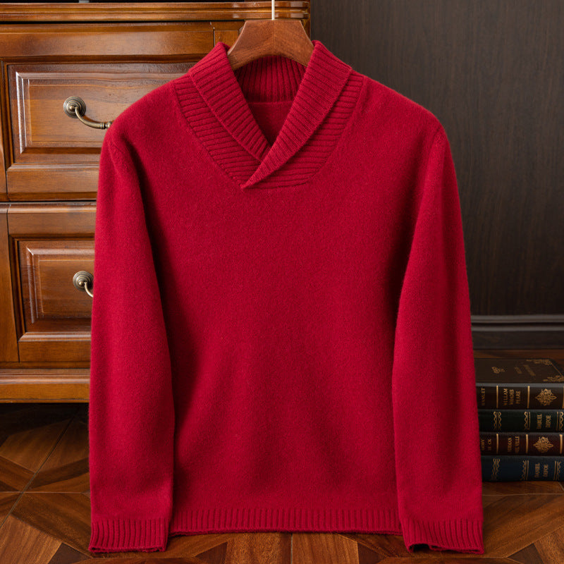 Men's Collar Wool Pullover Sweater