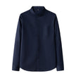 Men's Stand Collar Long Sleeve Slim Fit Solid Color Pocket Shirt