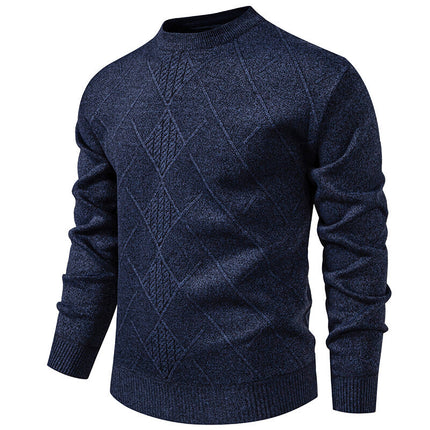 Fleece-lined Thick Round Neck Knitted Cardigan