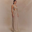 Sexy Twisted Vest Gold And Silver Wire Spring And Summer V-neck Dress