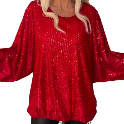 Round-neck Sequin Long-sleeve Loose Top