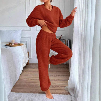 Warm Comfortable V-neck Loungewear Set