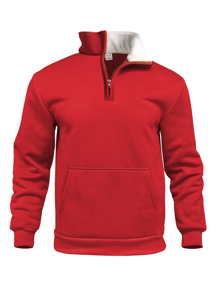 Casual Outdoor High Neck Half-Zip Pocket Long Sleeve Cardigan
